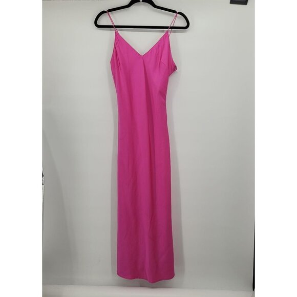 O.p.t. womens small pink Dona satin slip maxi dress polyester blend barbie - Picture 14 of 14